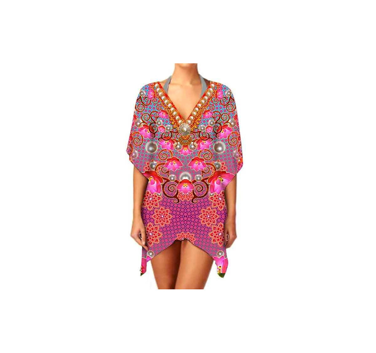 Stylish Women's Short Kaftan Dress Trendy Elegant Breathable Fabric for Casual Sexiness Beach Party Wear 1 Piece @ Short Length Kaftan